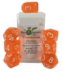 Role 4 Initiative - Translucent Orange/White Numbers Arch'D4 7pc
